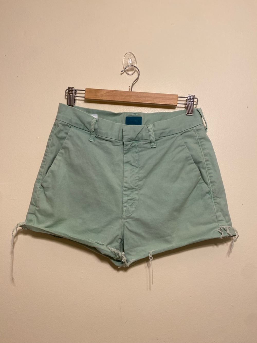 MOTHER Mint Green Jean Shorts
